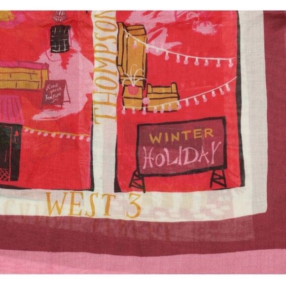 kate spade Pink Multi Holiday Rooftops Oblong Fringe Hem Scarf - Picture 2 of 13